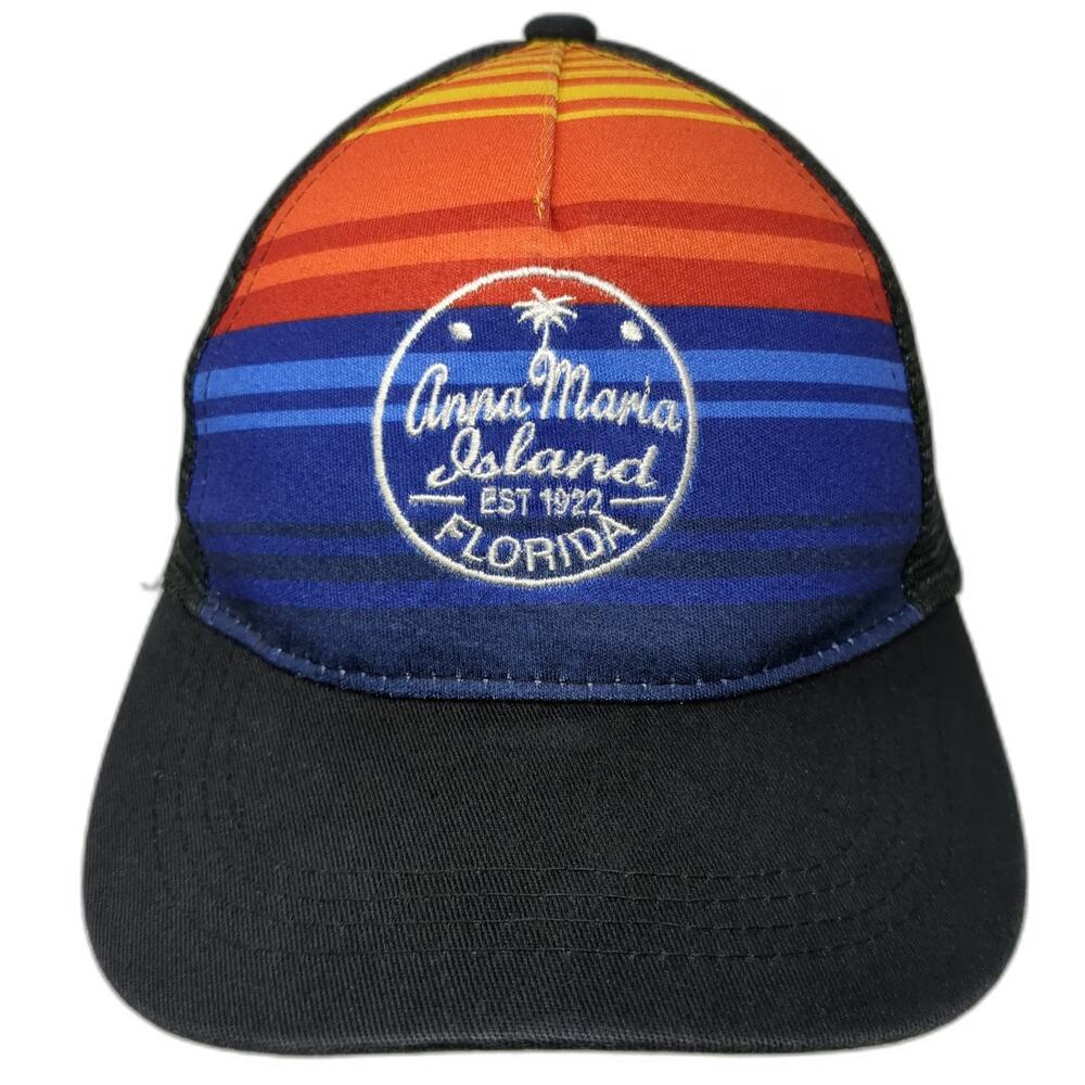 CSI Trucker Hat Black One Size Anna Maria Island Florida Sunset Graphic Mesh